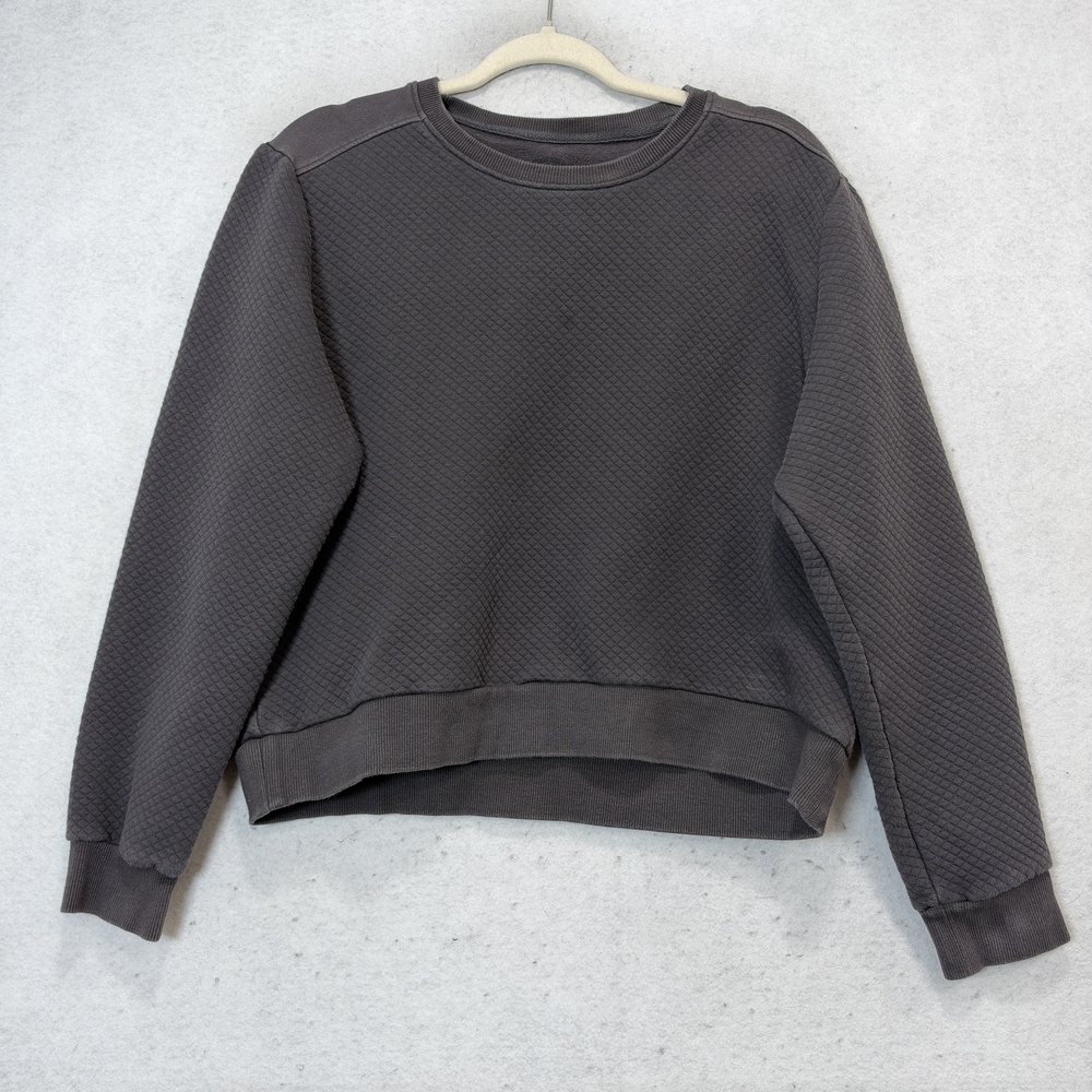 Born Primitive Sweatshirt Womens Medium Gray Quilted Crewneck Pullover Knit